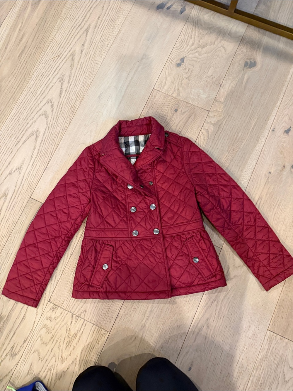 Burberry Berry Red/Wine Quilted Double-Breasted Kids Pea Coat